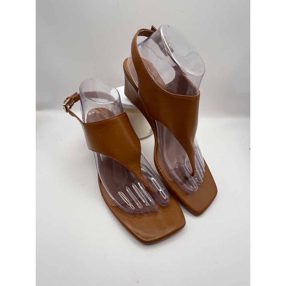 Nordstrom Rack Fonda Women's Wedge Sandal Square Toe Brown Size 9.5 NEW